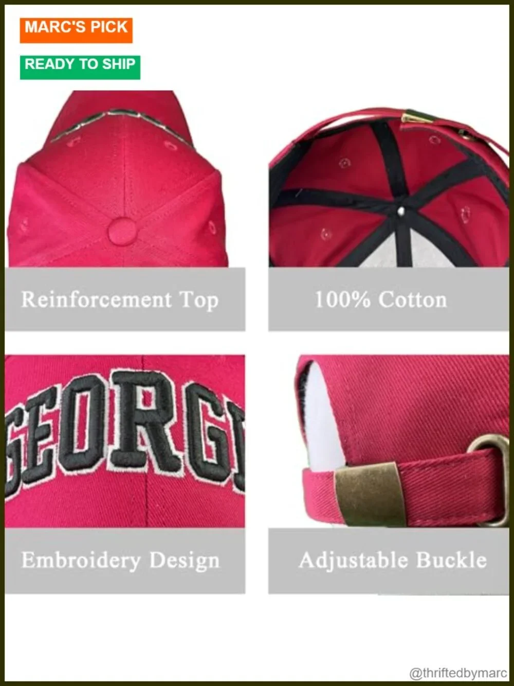 Unisex Baseball Cap Adjustable Vintage Brass Buckle Embroidery Breathable